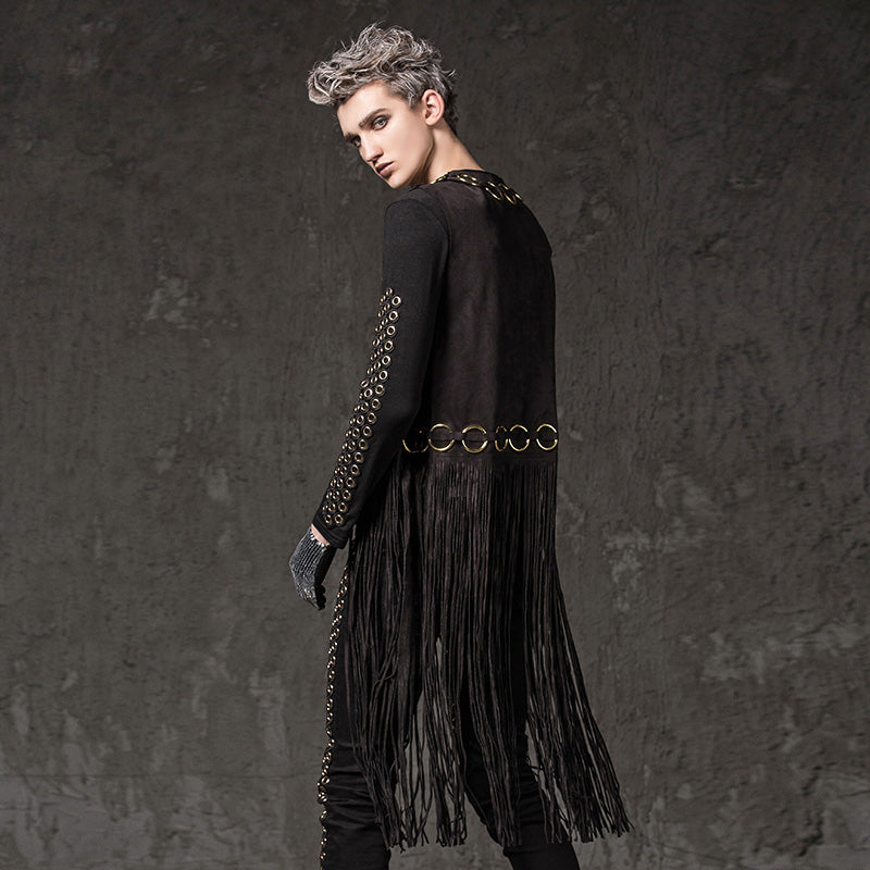 Long Tassels Men Vest Metal Rivets Punk Style