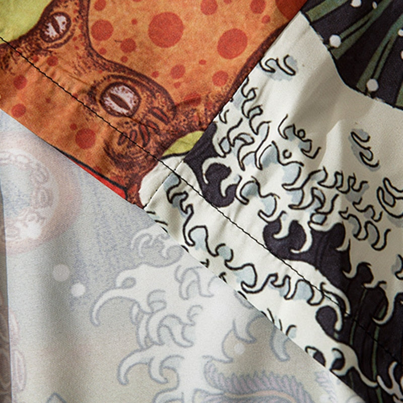 Ocean Life Printed Japanese Men Haori Jacket