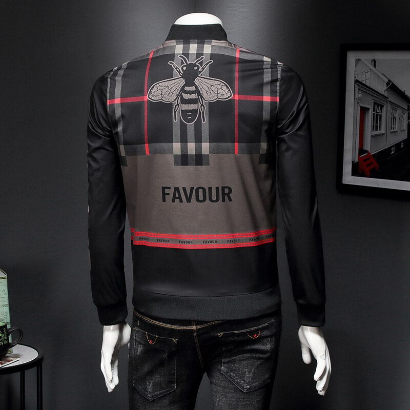 Blouson aviateur style vintage à carreaux avec fermeture à glissière pour hommes