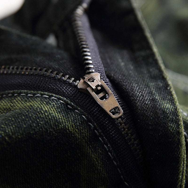 Army Green Denim Stretch Jeans