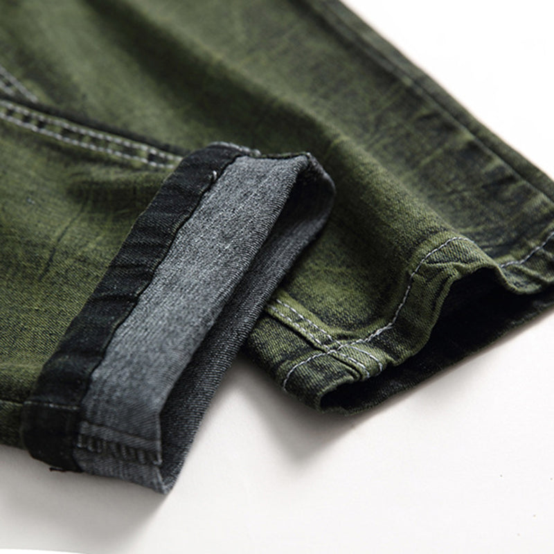 Army Green Denim Stretch Jeans