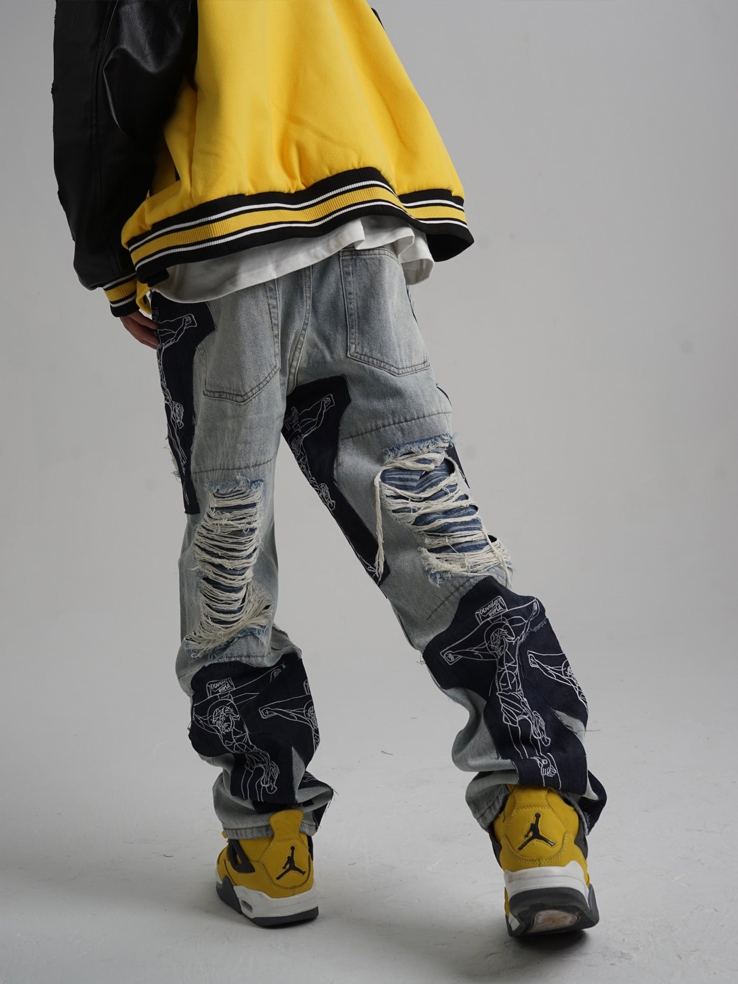 Loose Ripped Tassel Men's Jeans