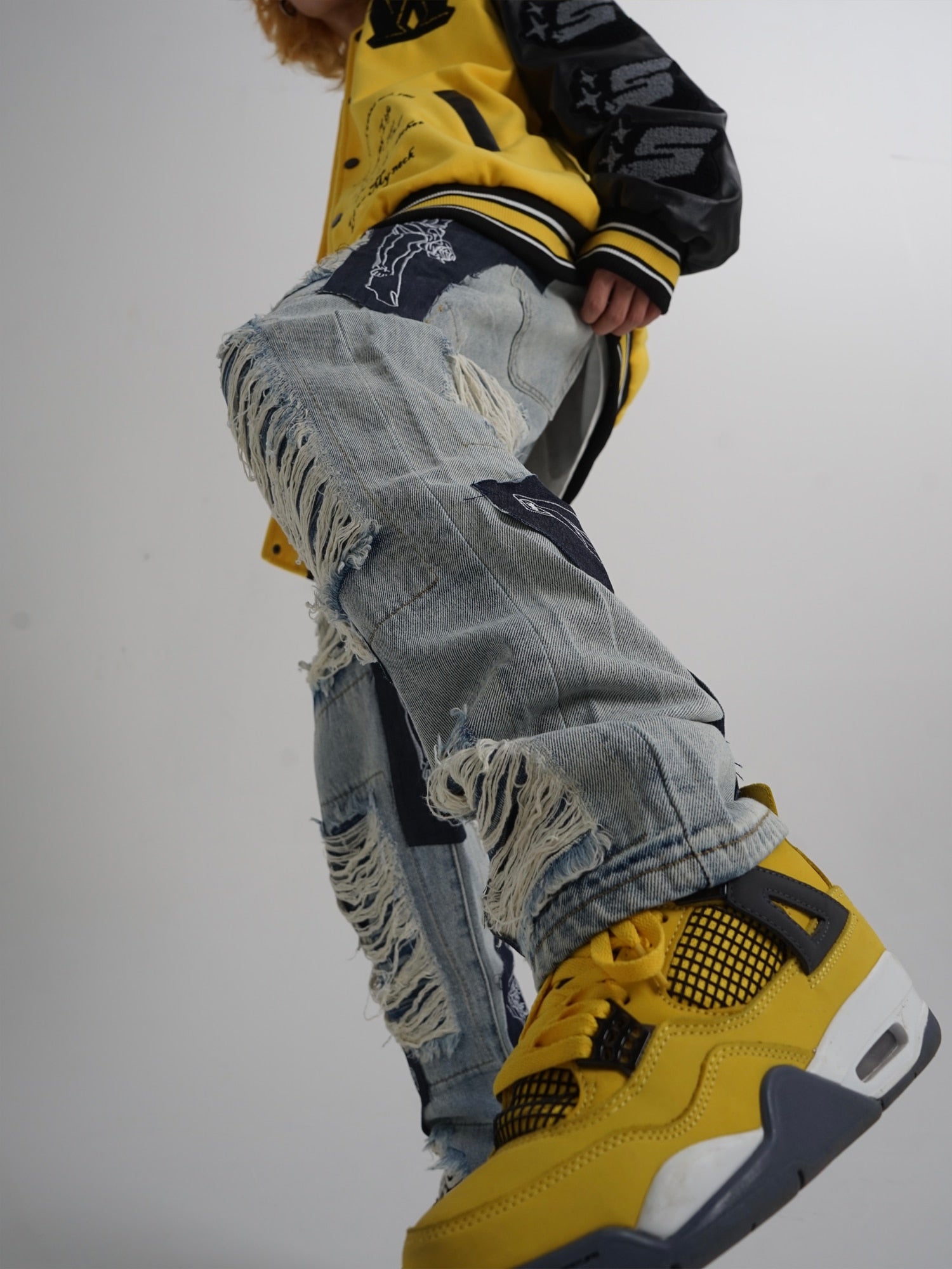 Loose Ripped Tassel Men's Jeans