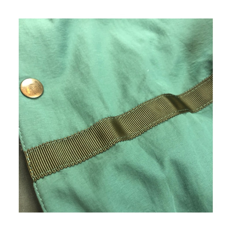 Loose Nylon Stitched Hooded Jacket