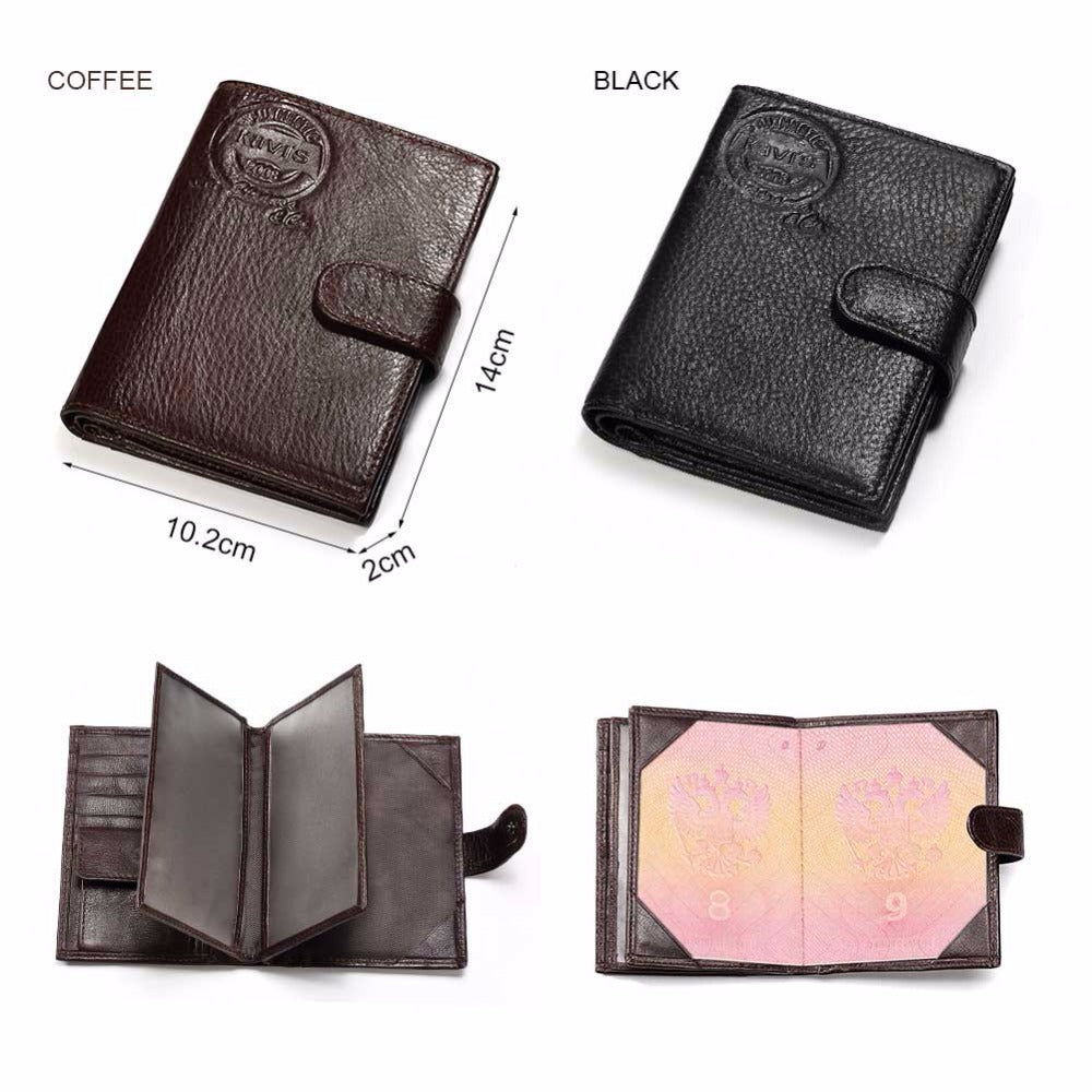 Monedero de estilo de viaje para pasaporte, monedero Rfid Magic para hombre, billetera de cuero