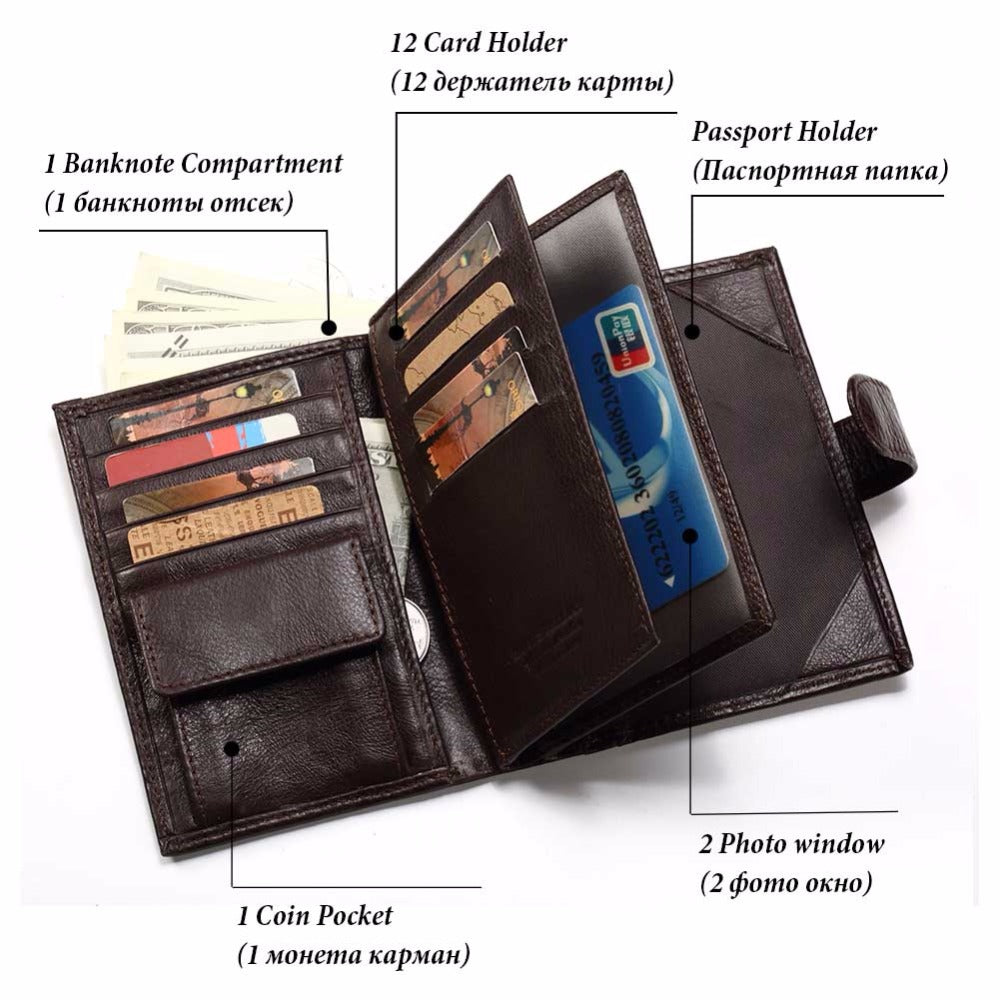 Travel Style Passport Holder Coin Purse Rfid Magic Men Leather Walet