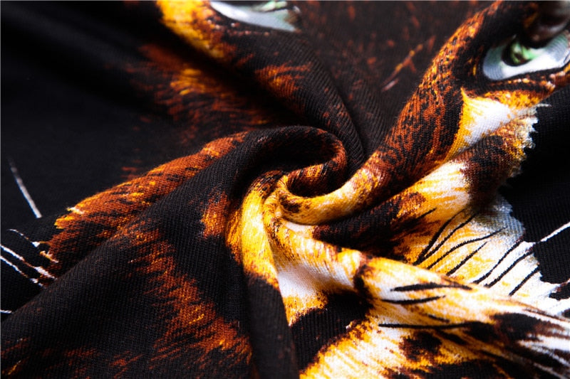 Big Tiger Head Print Pullover O Neck Casual Men Sweater