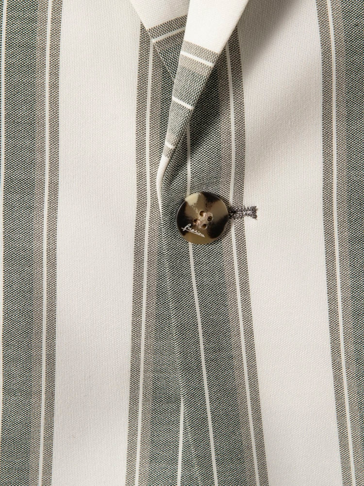 Plaid Style Stripe Pattern Single Button Blazer