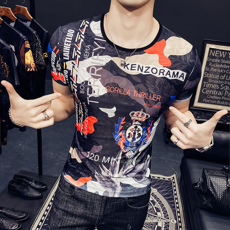 Labels Leaves Camouflage Printed T-Shirt