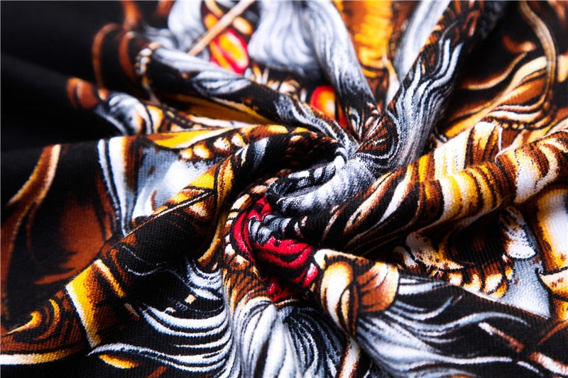 Fierce Horned Animal Print Casual O Neck Style Hombres Suéter