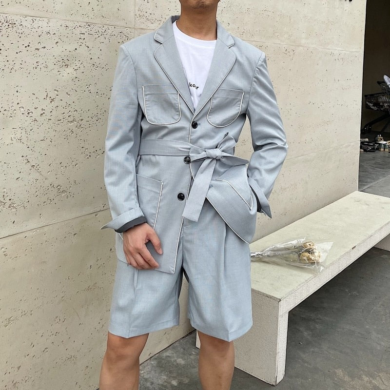 Costume Homme 2 Pièces Décoré Echarpes Solides