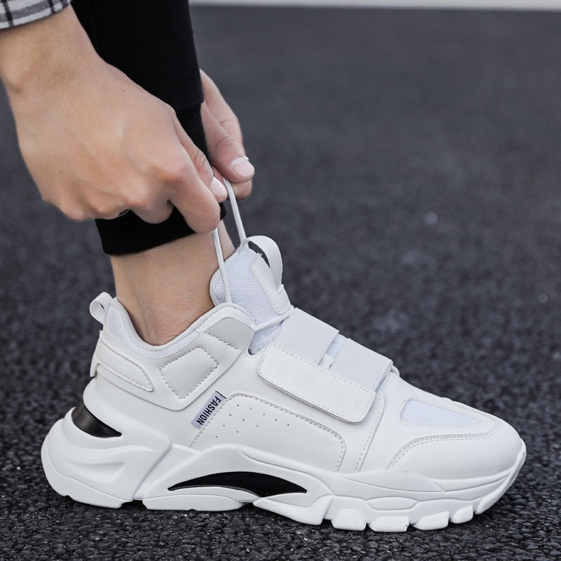 Monochrome Double Straps Men Retro Look Sneakers