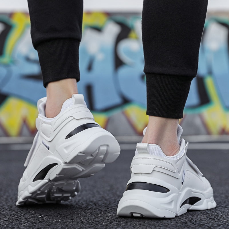 Monochrome Double Straps Men Retro Look Sneakers