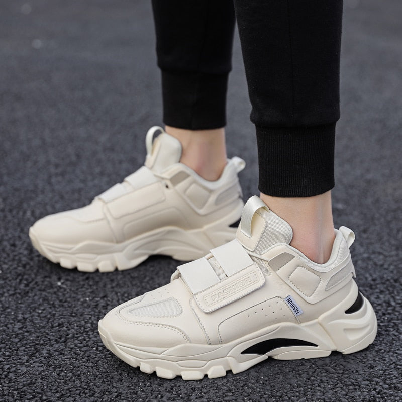 Monochrome Double Straps Men Retro Look Sneakers
