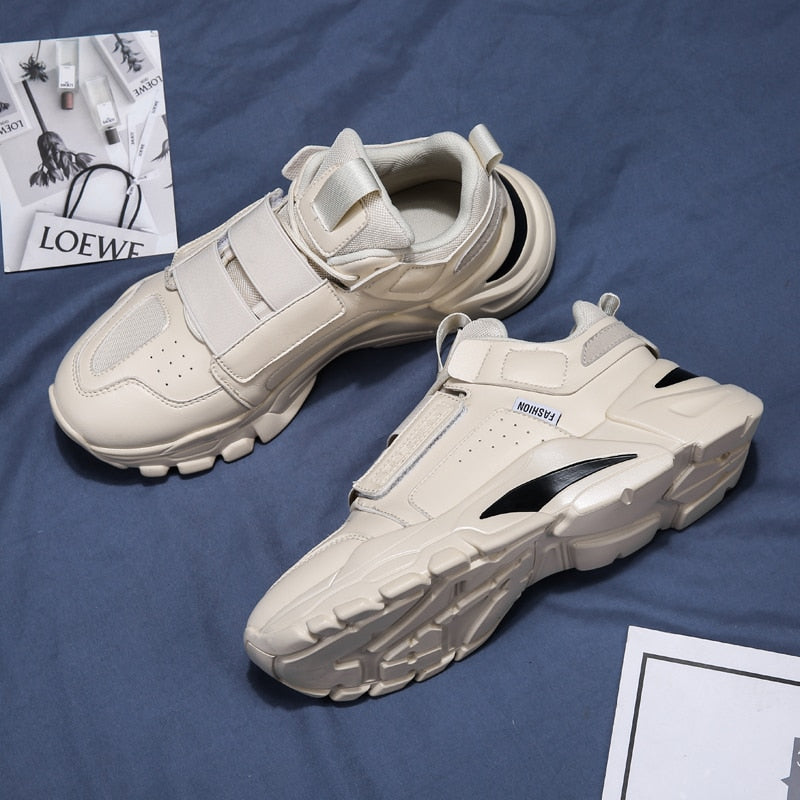 Monochrome Double Straps Men Retro Look Sneakers