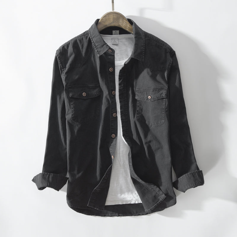 Chest Pockets Men Safari Look Long Sleeve Shirt