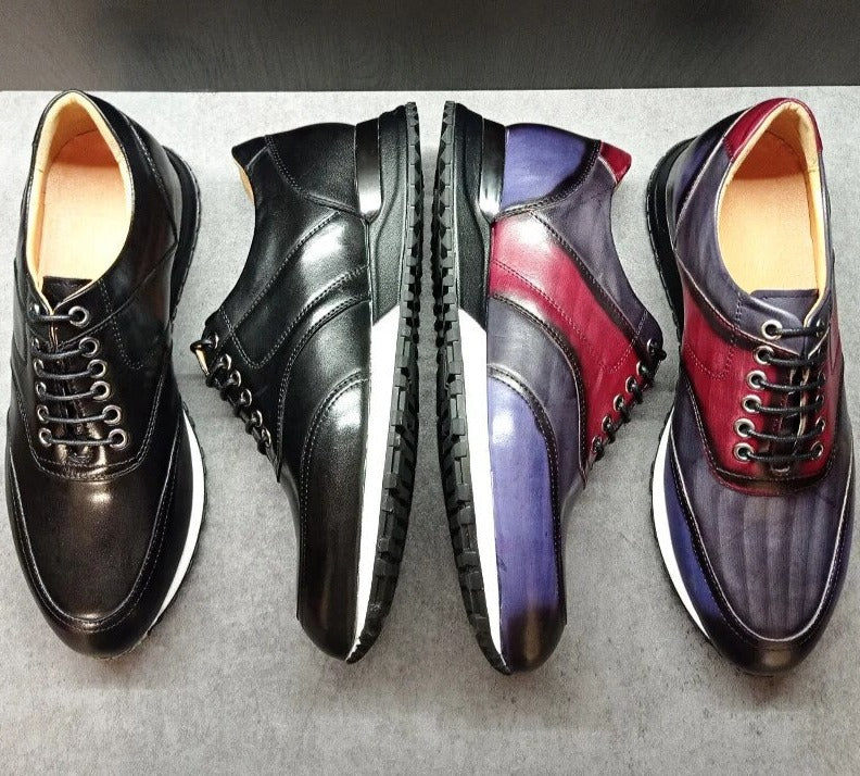 Black Mix Casual Fashion Lace Up Sneakers