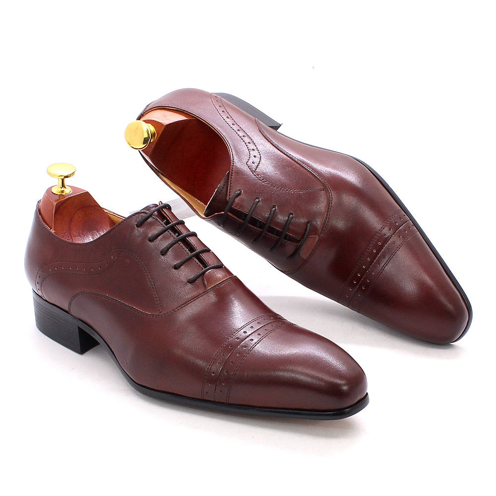Classic Solid Cap-Toe Style Oxford Shoes