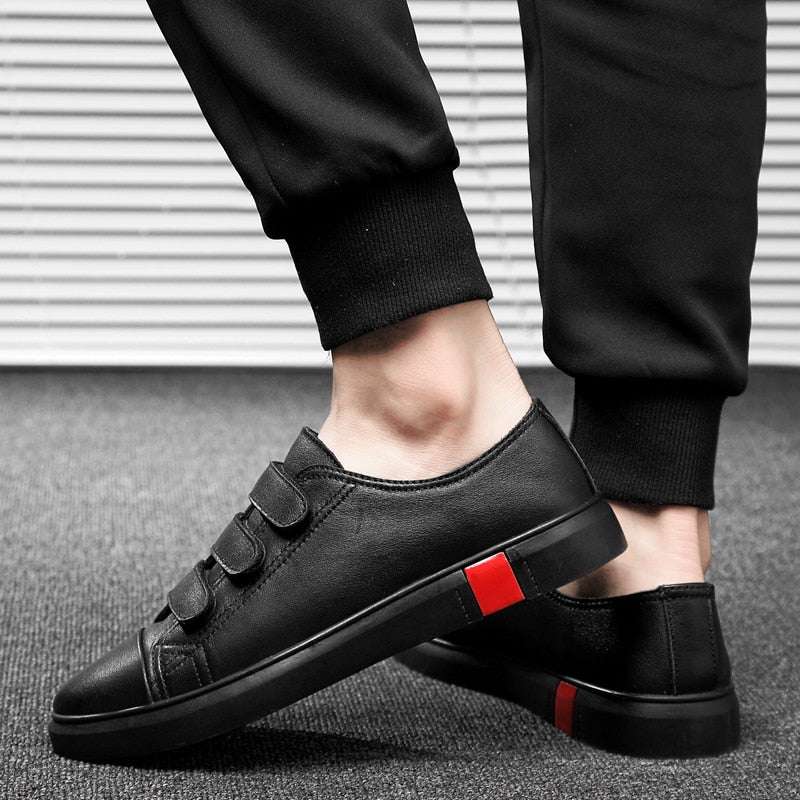 Sneaker décontracté en cuir plat respirant pour hommes