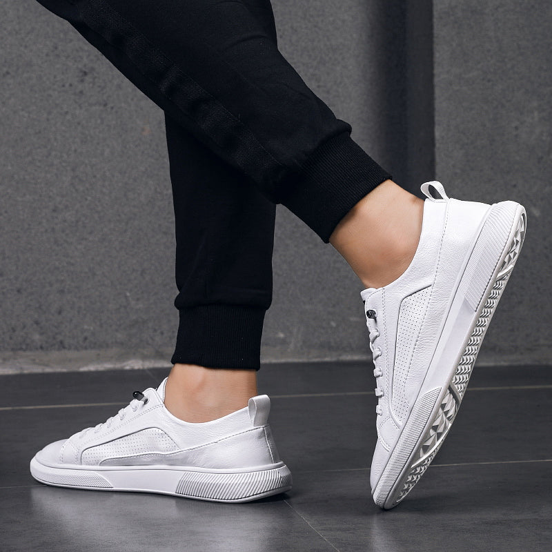 Chaussures plates en cuir Baskets simples de couleur unie