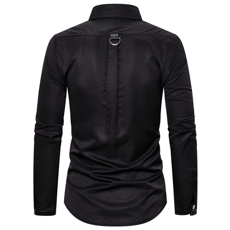 Metal Rings Button Style Long-Sleeved Shirt