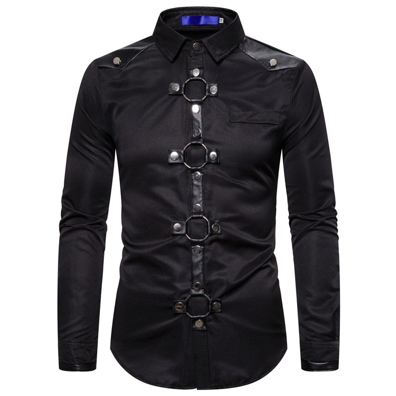 Metal Rings Button Style Long-Sleeved Shirt
