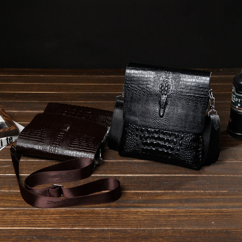 Sacs de messager intelligents en cuir d'alligator pour hommes