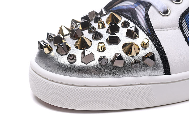 Low Top Hexagonal Pattern Lace Up avec Rivets Casual Men Sneaker