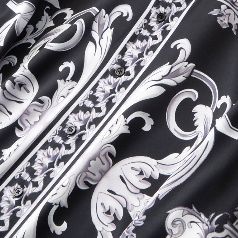 Black Geometric Printed Pattern Long Sleeve Shirt