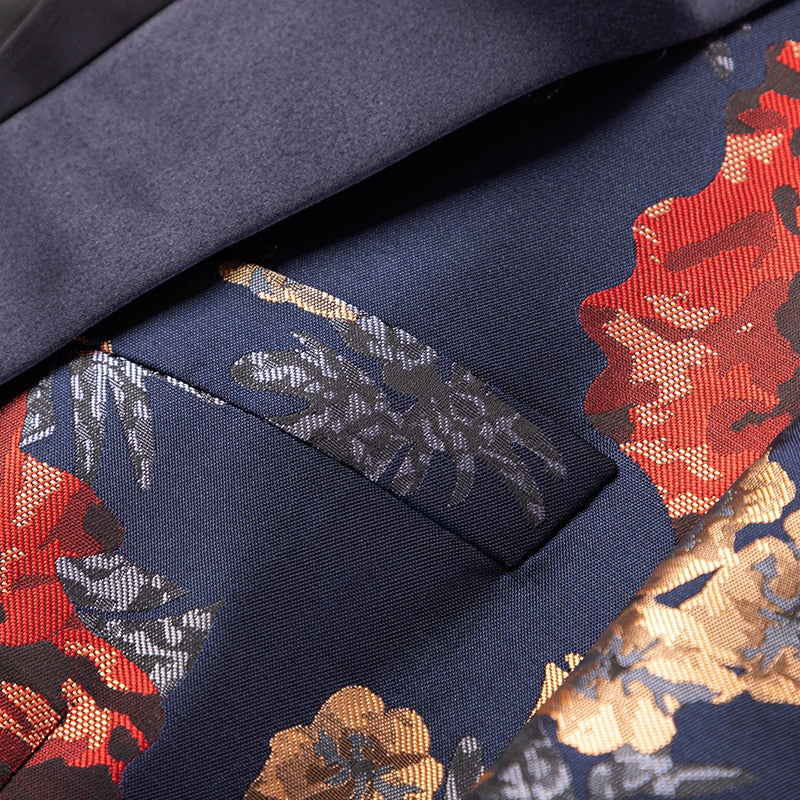 Luxury Floral Single Button Blazer