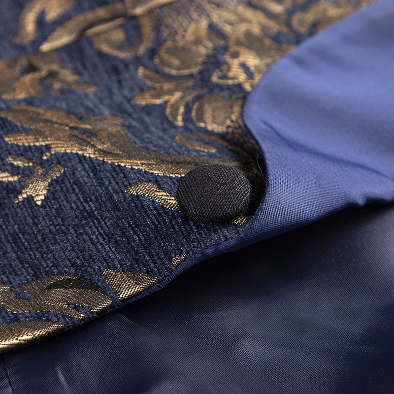 Blazer à motif floral doré de haute qualité