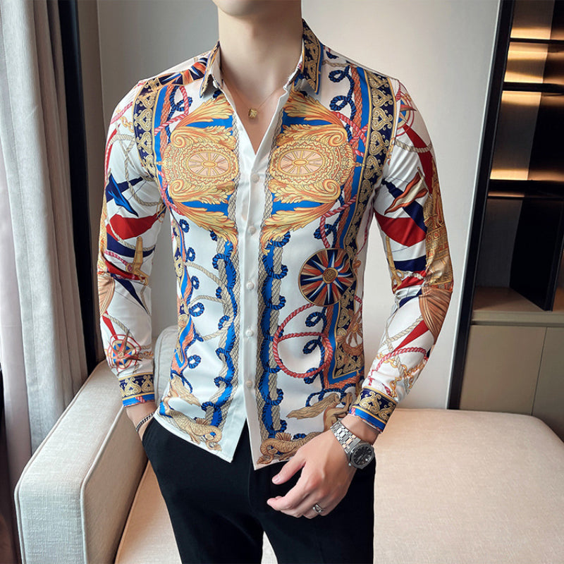 European Style Printed White Shirt