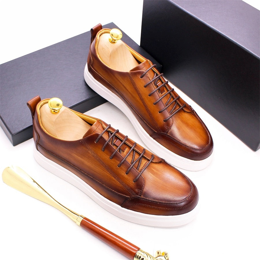 Casual Lace-Up Brown Leather Shoes