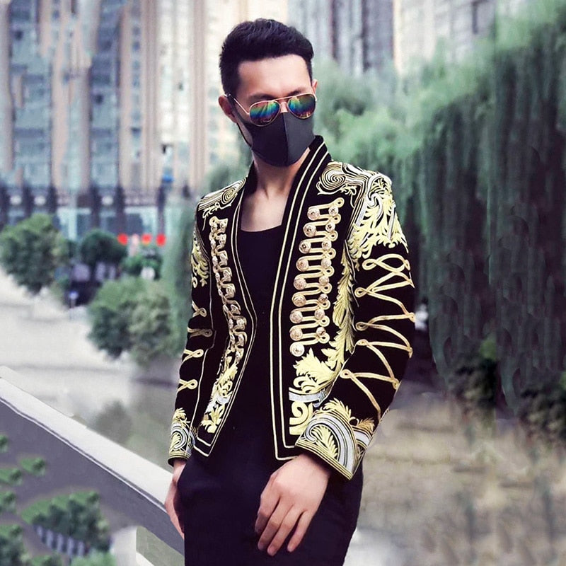 Korean Gold Black Baroque Stage Outfit Blazer