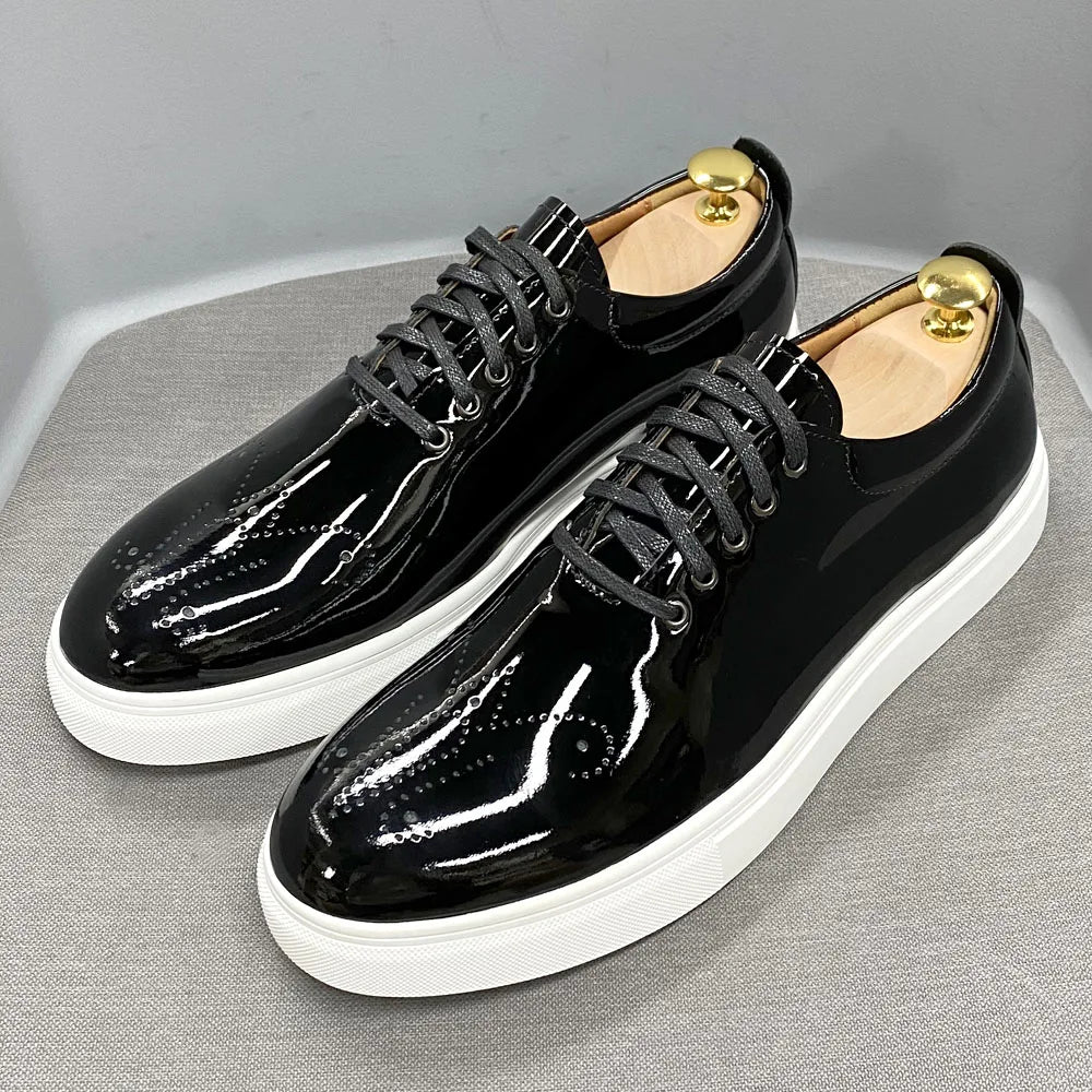 Black Shiny Patent Leather Sneakers