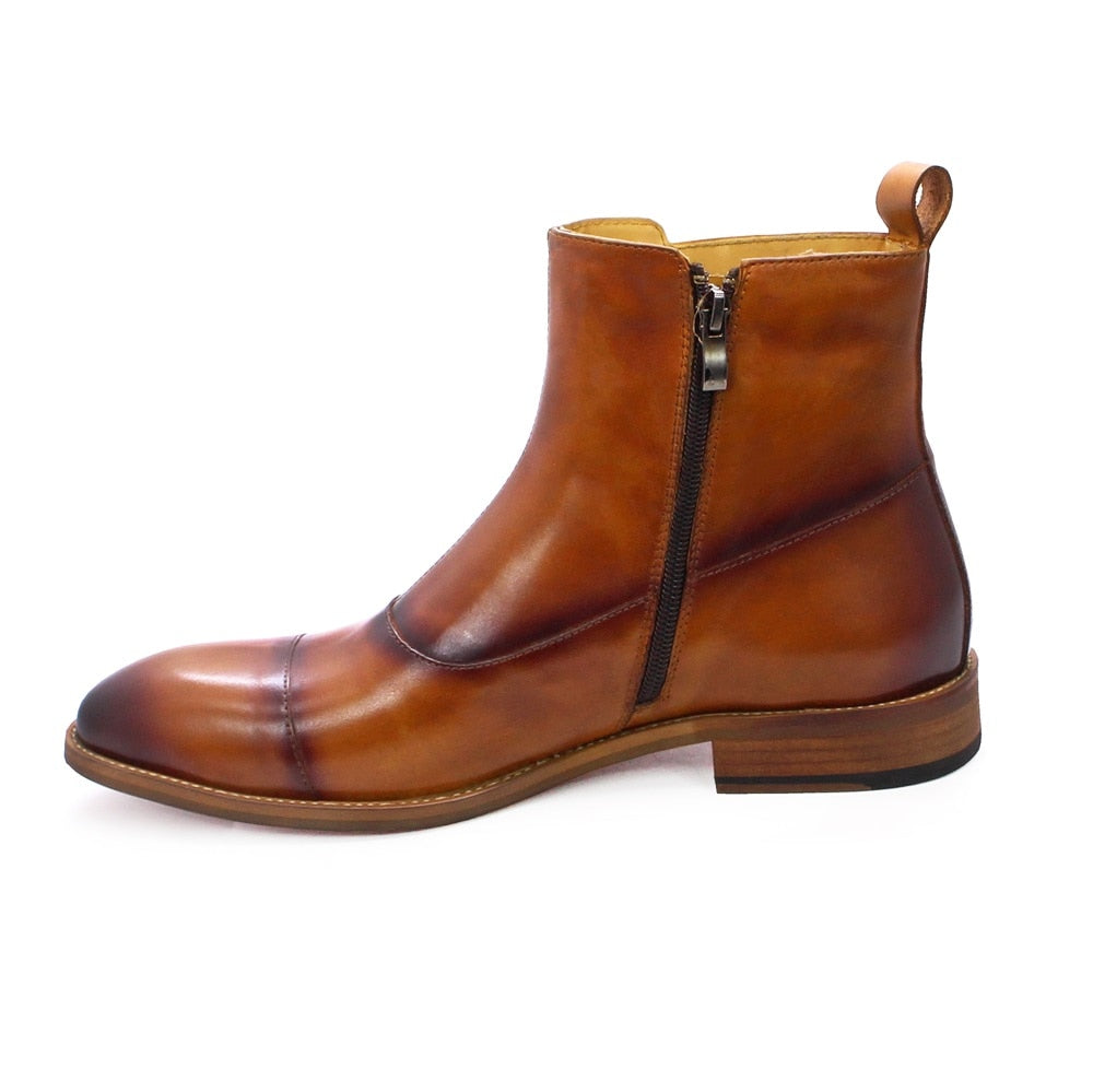 Cap-Toed Zipped Monk Dress Boots