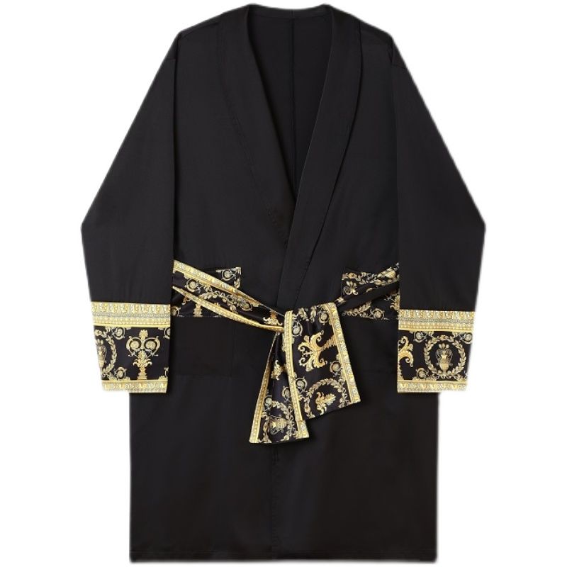 Luxury Light Black Gold Printing Robe