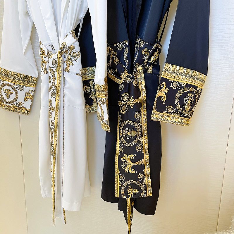 Luxury Light Black Gold Printing Robe
