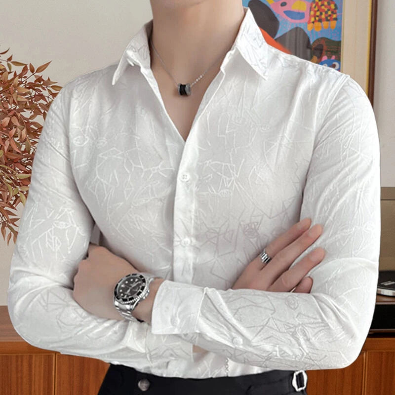 Luxury Vintage Jacquard Polyester Shirt
