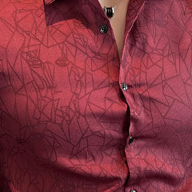 Luxury Vintage Jacquard Polyester Shirt