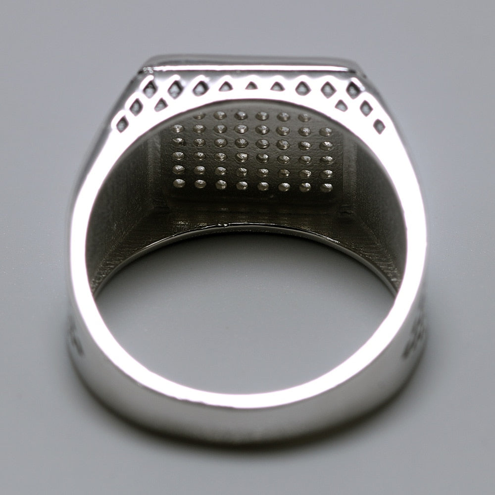 Luxury Shinning Sterling Silver Micro Paved Cubic Zircon Men Rings