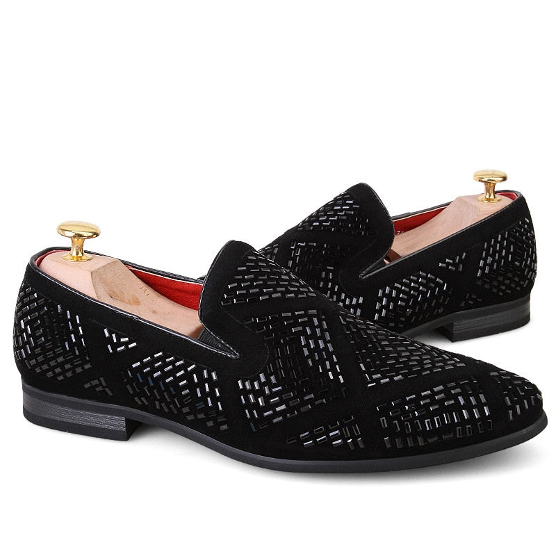 Geometric Rhinestones Men Soft Classic Look Loafers