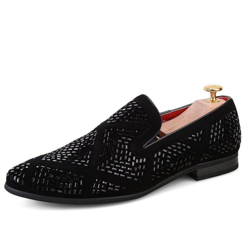 Geometric Rhinestones Men Soft Classic Look Loafers