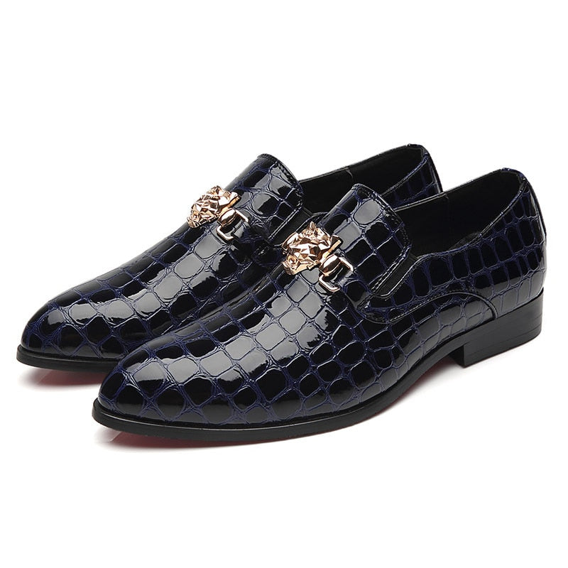 Luxury Crocodile Grain with Metal Ornament Men Loafers Shoes
