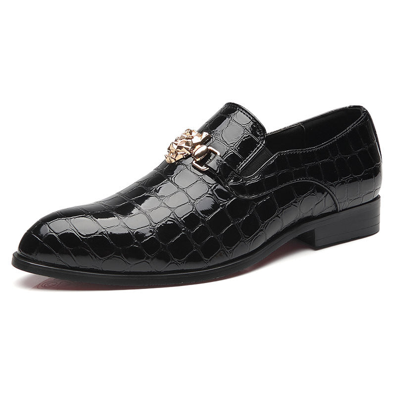 Luxury Crocodile Grain with Metal Ornament Men Loafers Shoes