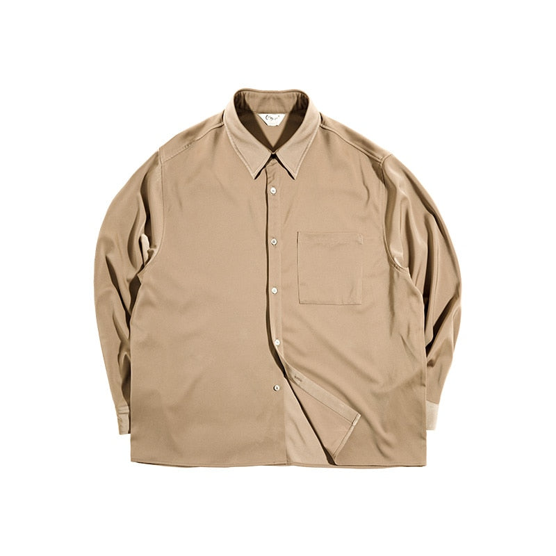 Solid Textured Patchwork Breast Pocketed Shirt