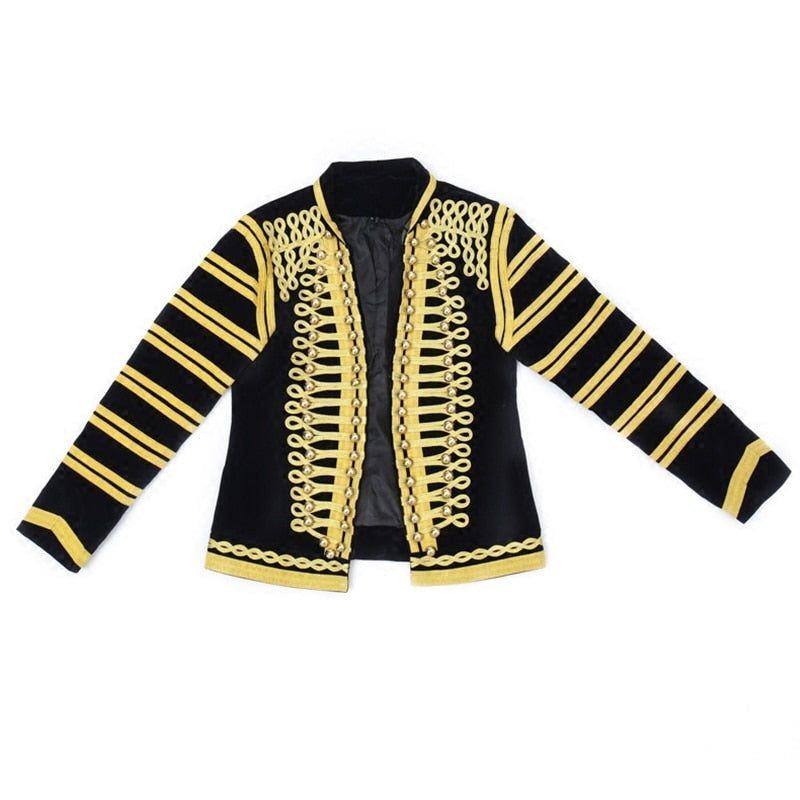 Black and Gold Court Style Men Dress Blazers for Stage Performer - FanFreakz