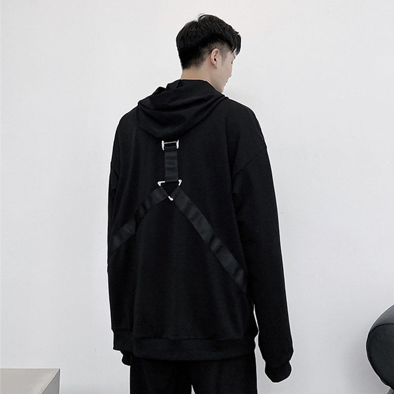 Back-to-Front Strap Style Hooded Jacket