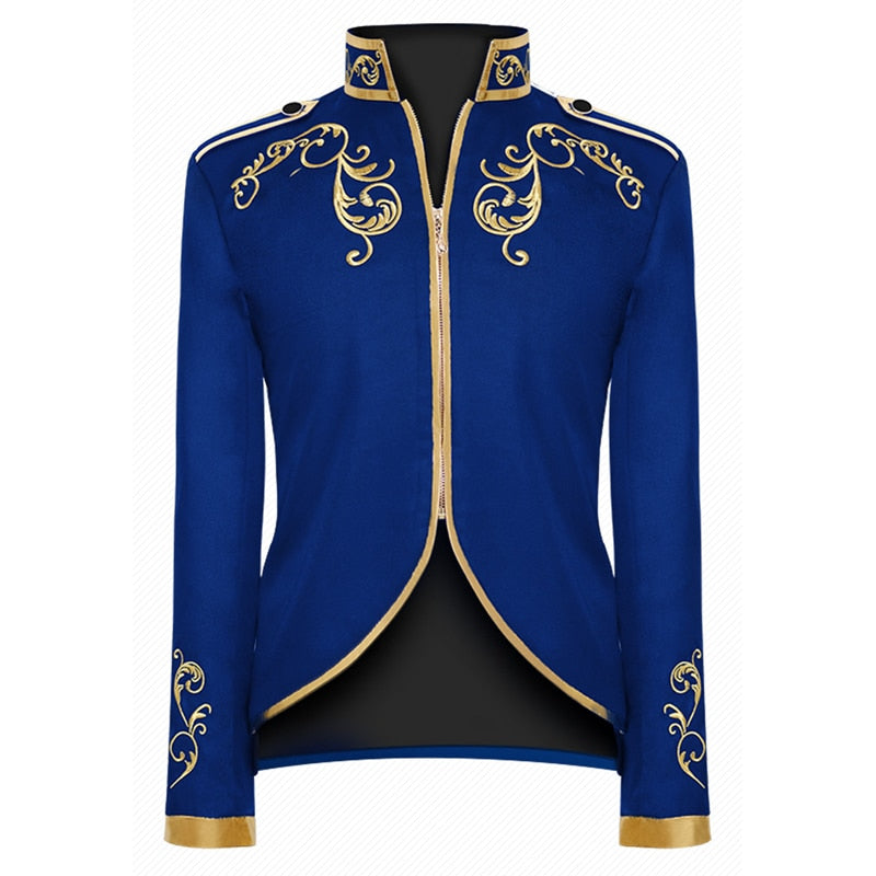 Luxurious Victorian Style Golden Embroidery Polyester Blazer