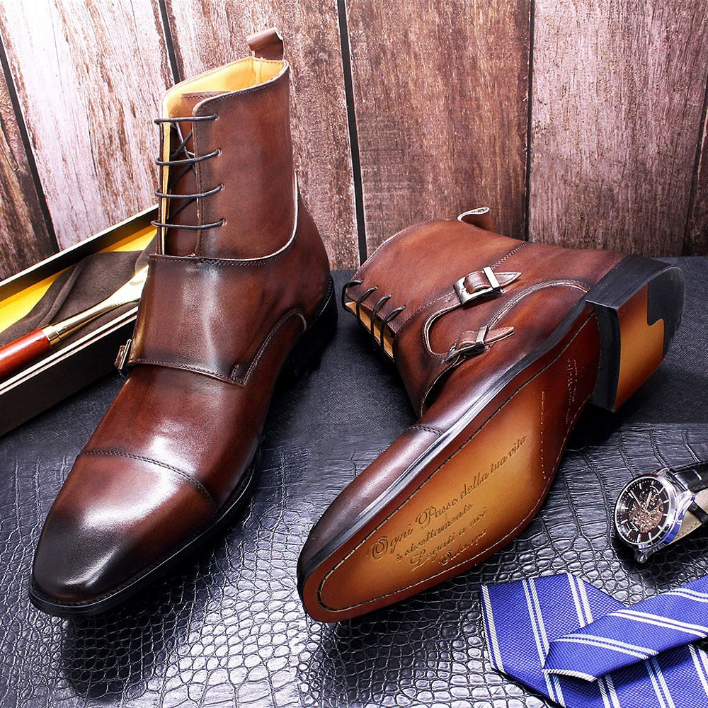 Bottes Balmoral en cuir à lacets style moine